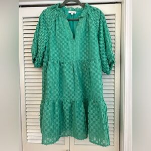 THML Green Puff Sleeve Mini Dress